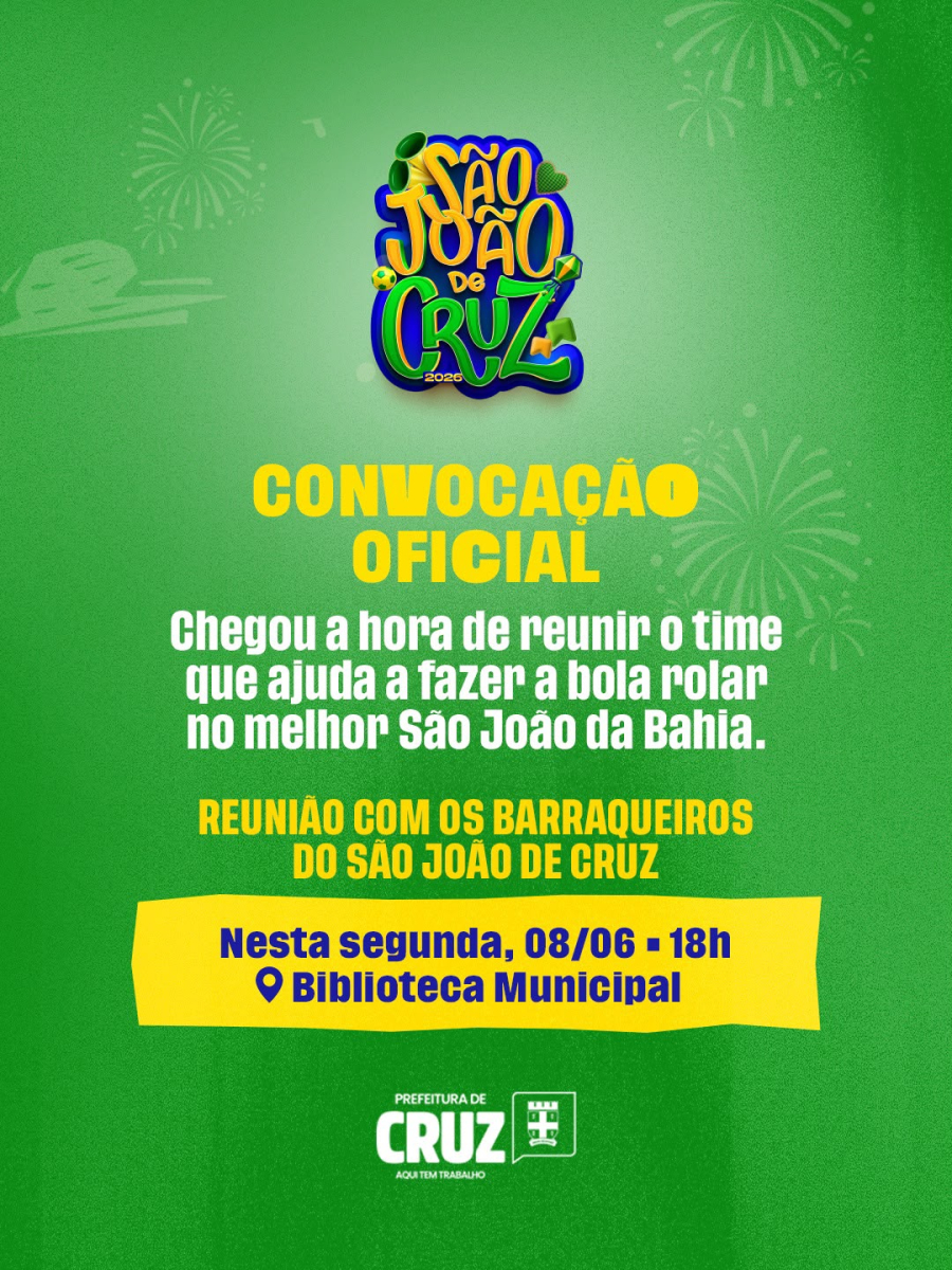 São João 2026: Prefeitura de Cruz realiza reunião com barraqueiros na próxima segunda-feira (8).