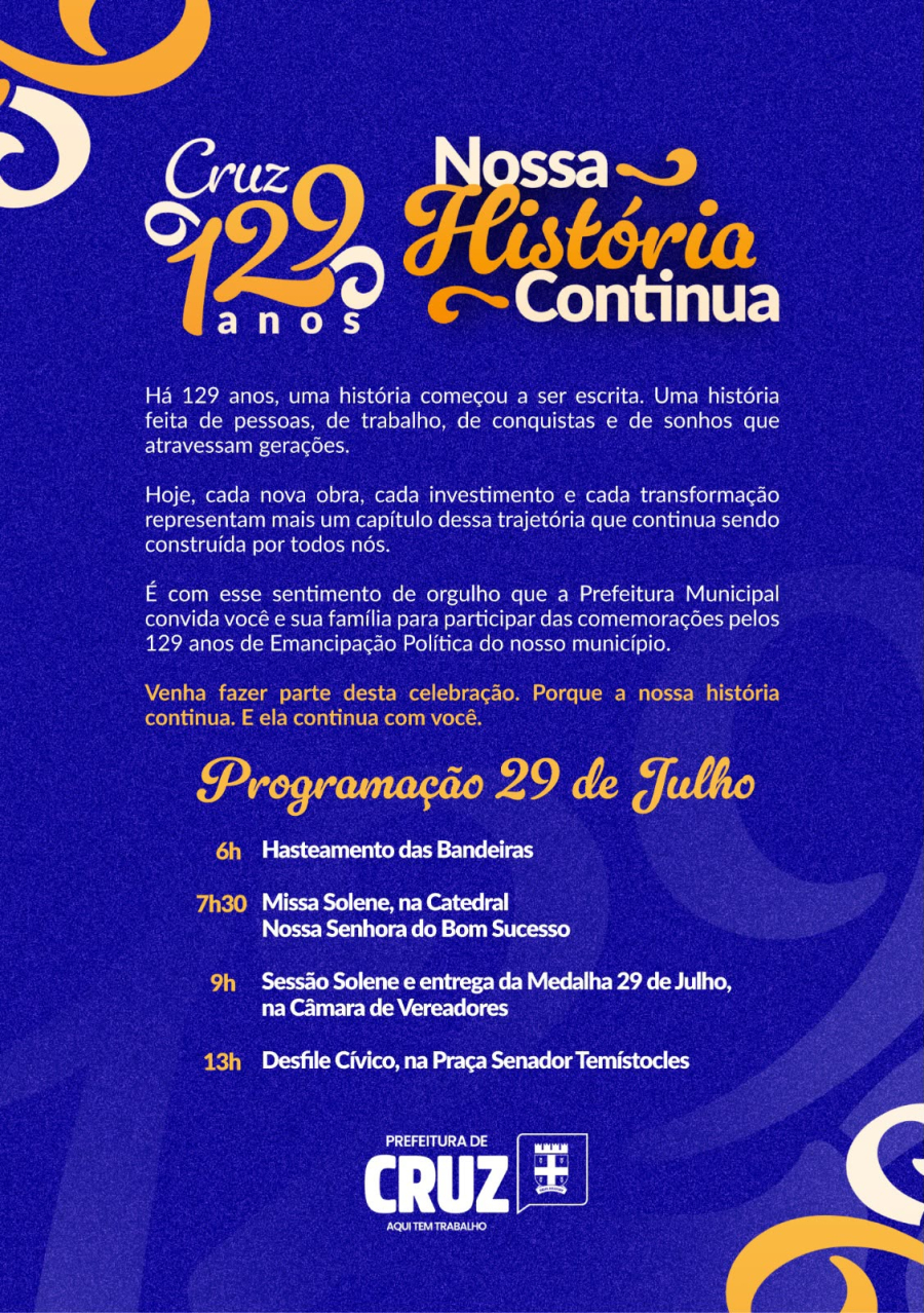 Programação do aniversário da cidade. 